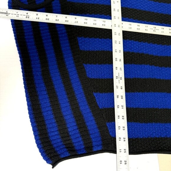 Free People Sweater Womens Sz S Blue/Black Stripe Oversized Poncho Wool Blend - Picture 6 of 8